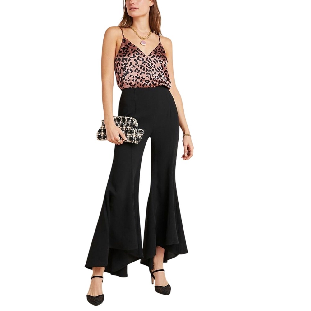 New Anthropologie Women's Black Zinnia Flare Trousers Pants Size 6